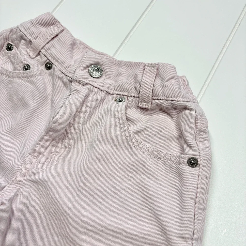 Vintage Little Levi's High‎ Waist Paper Bag Pink Embroidered Shorts, Size 4T